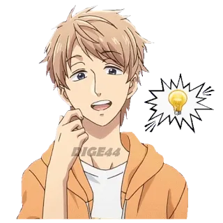 💡 74facba7 DIGE44 Anime, Đàn ông, Bóng đèn, Ý tưởng, Phim hoạt hình, Nhãn dán, Suy nghĩ telegram sticker