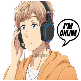 👾 7a145878 I'M ONLINE anime, trực tuyến, game thủ, hoạt hình, avatar telegram sticker