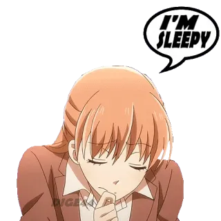 😪 874a5772 I'M SLEEPY buồn ngủ, anime, mệt mỏi, chán, phụ nữ, hoạt hình telegram sticker