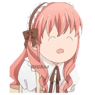 😦 98de5c20 Anime, Hầu gái, Dễ thương, Phim hoạt hình, Sticker, Tóc hồng telegram sticker