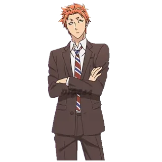 😠 ab59380f Anime, Nhân vật, Đàn ông, Áo vest, Cà vạt, Đứng, Chân dung telegram sticker