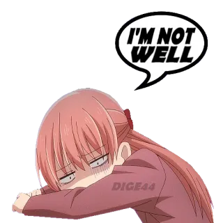 🤒 e2160c4c I'M NOT WELL Anime, Buồn, Ốm, Khó chịu, Mệt mỏi telegram sticker