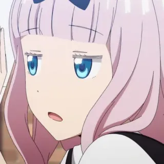 💈 988778af Chika Fujiwara Kaguya-sama: Love Is War anime, desenho animado, chika fujiwara, kaguya-sama love is war, expressão facial, cabelo rosa, menina, fofa telegram sticker