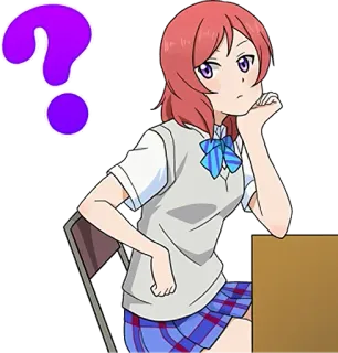 ❓ 526461e1 อนิเมะ, ผู้หญิง, เครื่องหมายคำถาม, กำลังคิด, ชุดนักเรียน telegram sticker