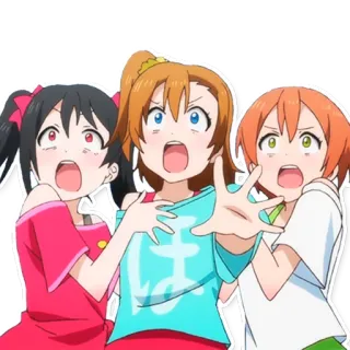 😣 59ce5cec Аниме, Девушки, Крик, Группа, Мультфильм telegram sticker