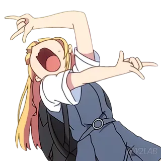 🤟 072b28c1 anime, ragazza, eccitata, urlante, cartone animato, personaggio, animazione, divertente telegram sticker