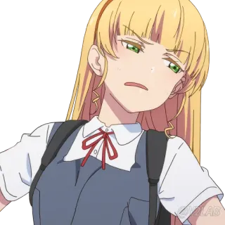 😫 0c7048a8 anime, ragazza, bionda, uniforme scolastica, arrabbiata, confusa, cartone animato, carina, kawaii telegram sticker