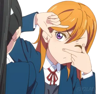 📸 20a91321 @2LAE Anime, Ragazza, Uniforme scolastica, Carina, Cornice dito telegram sticker