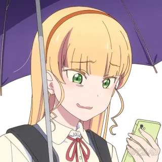 😟 98dc717a Anime, Ragazza, Ombrello, Telefono, Cartone animato, Adesivo telegram sticker