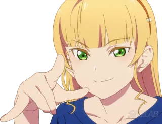 🤘 bc022b01 Anime, Ragazza, Personaggio, Indicando, Capelli biondi, Animazione telegram sticker