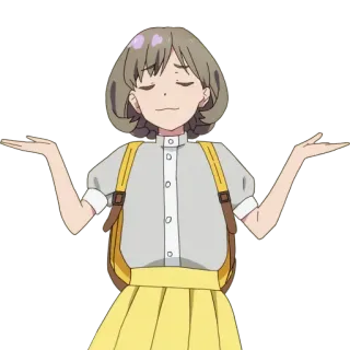 🤷‍♀ c512883c Anime, Ragazza, Scrollata di spalle, Indifferente, Interrogativo, Studentessa telegram sticker