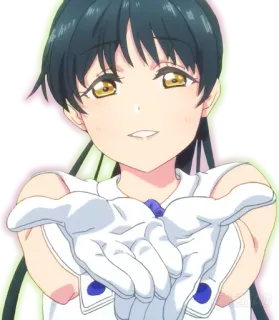 😁 da348819 anime, personaggio, ragazza, sorridente, occhi gialli telegram sticker