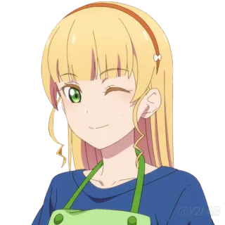 😉 dc176772 Ragazza anime, Cartone animato, Capelli biondi, Occhi verdi, Occhiolino, Carina, Sorridendo telegram sticker