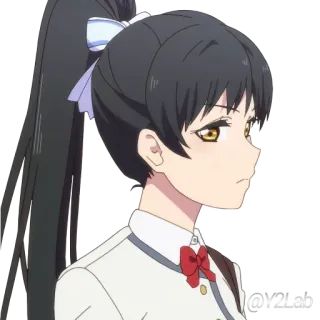 😒 ec10af39 Anime, Ragazza, Personaggio, Capelli neri, Coda di cavallo, Uniforme telegram sticker