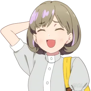 😄 ed01c15d Anime, Cartone animato, Ragazza, Felice, Sorridendo, Carino telegram sticker