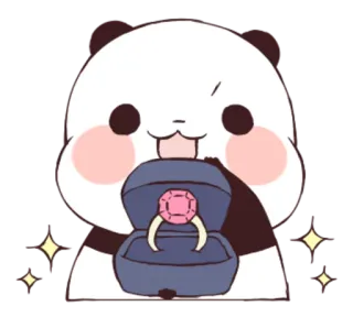 💍 53330840 Panda, Niedlich, Ring, Liebe, Verlobung, Tier whatsapp sticker