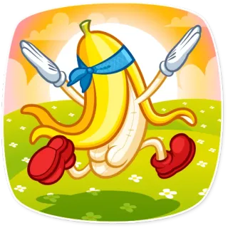 😌 540b5481 banana, desenho animado, fruta, correndo, fofo telegram sticker