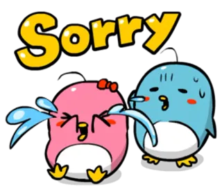 🙇 1186d382 Sorry entschuldigung, sorry, vögel, cartoon telegram sticker