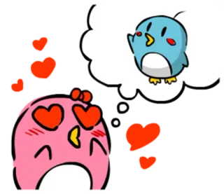 😍 33780707 Liebe, Vögel, Herz, Cartoon telegram sticker