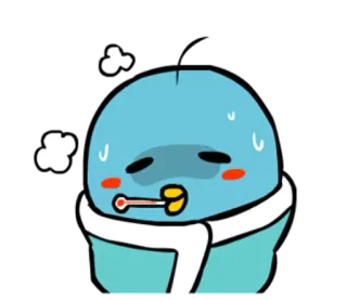🤒 f9baf65e krank, ill, temperatur, fieber, thermometer, cartoon, blau, figur telegram sticker