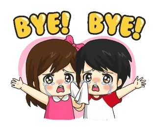 😭 ab1a3fd6 BYE! BYE! ลา, ลาก่อน, ร้องไห้, เศร้า, จากไป, อารมณ์, การ์ตูน, ภาพเคลื่อนไหว telegram sticker