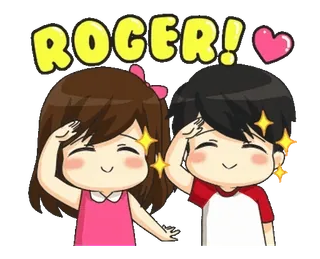👋 e5732f69 ROGER! น่ารัก, การ์ตูน, ความรัก, โรเจอร์, ทักทาย, มิตรภาพ, คู่รัก telegram sticker