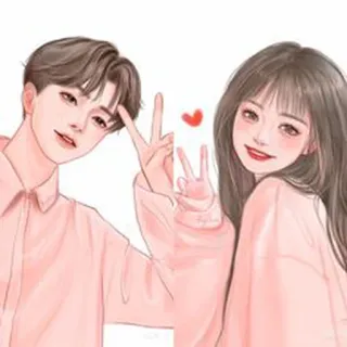 🥰 13bd7b44 Мультфильм, Пара, Любовь, Сердце, Знак мира, Персонажи telegram sticker