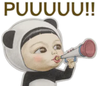 👻 cfcefc79 PUUUU!! 可爱, 熊猫, 喇叭, 公告, 喊叫, 声音, 宝宝 telegram sticker