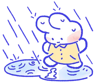 🌧 a7c32679 兔子, 雨, 水坑, 可爱, 卡通 telegram sticker