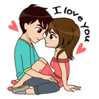 💑 1499aa4a пара, любовь, романтика, мультфильм, нежность, сердечки whatsapp sticker