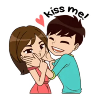 😈 1f3b03f2 мультфильм, пара, любовь, романтика, объятия whatsapp sticker