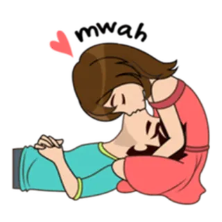 💏 ae2fcf05 любовь, пара, романтика, сердце, поцелуй, мультфильм whatsapp sticker