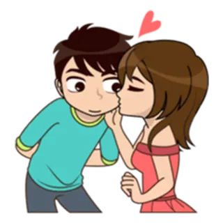 😚 b6e3a17d Мультфильм, Любовь, Поцелуй, Пара, Сердце whatsapp sticker