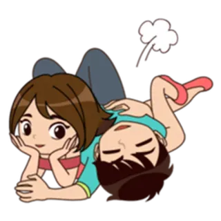 😅 ede9b31f пара, лежа, мультфильм, романтика whatsapp sticker