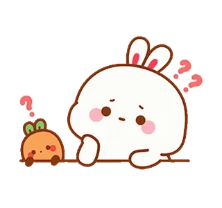🤔 5b309909 漫画, うさぎ, ウサギ, かわいい, 可愛い, クエスチョンマーク, オレンジ telegram sticker