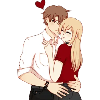 ❤️ 09affb95 Cartoon, Liebe, Umarmung, Paar, Romantik telegram sticker