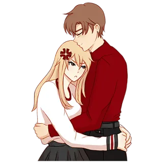 ❤️ 544a4c0c Paar, Umarmung, wütend, Zuneigung, Cartoon, Liebe, Emotionen telegram sticker