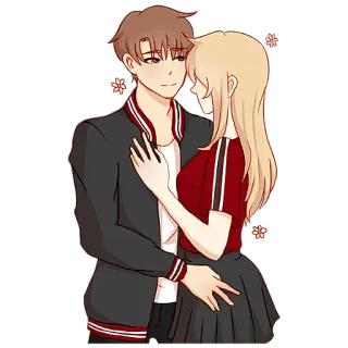 😊 6961d84d Paar, Romantik, Cartoon, Umarmung, Liebe, Beziehung telegram sticker