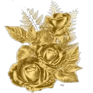 🌹 01176e97 golden, roses, flowers, bouquet, decorative, gold telegram sticker
