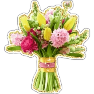 🌹 5dc073f2 flower, bouquet, floral, spring, tulip, pink, yellow, decorative telegram sticker