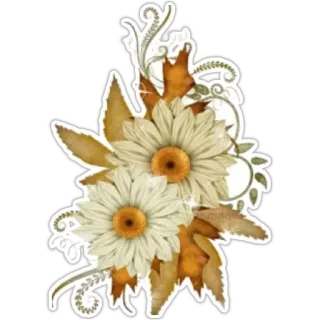 🌹 6c816b9f flower, floral, daisy, leaves, bouquet, autumn, fall telegram sticker