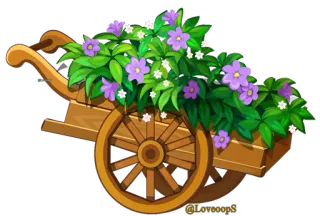 🌹 cd85f53e cart, flowers, plants, garden, wooden telegram sticker