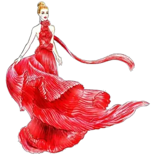 😍 022ad21e robe rouge, illustration de mode, robe de soirée, femme, robe, mode whatsapp sticker