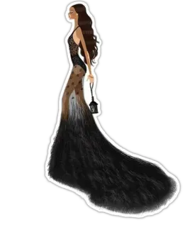 🚶 184249e8 femme, robe, mode, illustration, robe de soirée, tenue de soirée whatsapp sticker