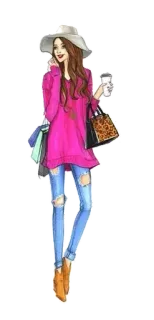 🛍 1aa9b8ed mode, femme, shopping, style, illustration whatsapp sticker