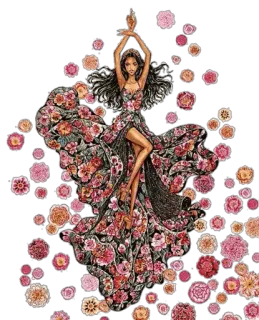 💃 26168e61 femme, robe, fleurs, mode, floral, beauté, robe de soirée whatsapp sticker
