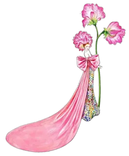 🌷 2e981080 femme, mode, fleurs, robe, floral, rose, illustration whatsapp sticker