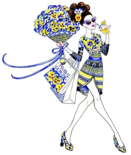 💐 3afc9590 PRABAL GURUNG mode, shopping, fleurs, style, design, illustration, Prabal Gurung whatsapp sticker