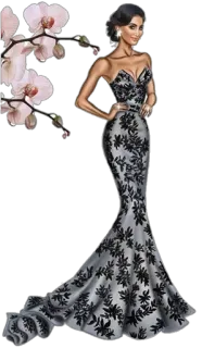 💕 45430ec2 femme, robe, mode, style, glamour, mannequin, fleurs, robe de soirée whatsapp sticker