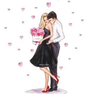 ❤️ 52f1fbc1 couple, romance, amour, fête, relation, coeurs whatsapp sticker